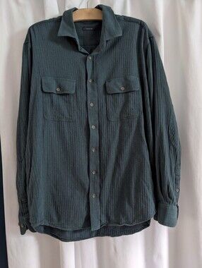 Turtleson Green Chevron Flannel Button Up Shirt Long Sleeve Pockets Mens Size XL